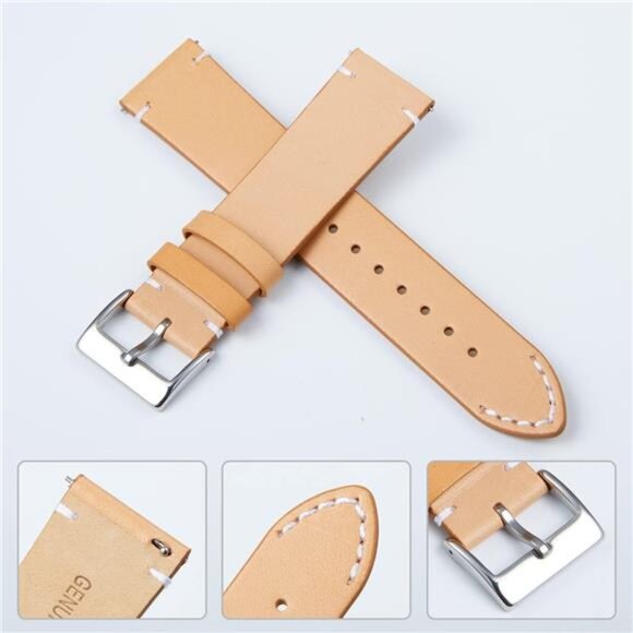 Leather Watch Band Replacement Quick Release Genuine Leather Watch - Picture 3 of 6